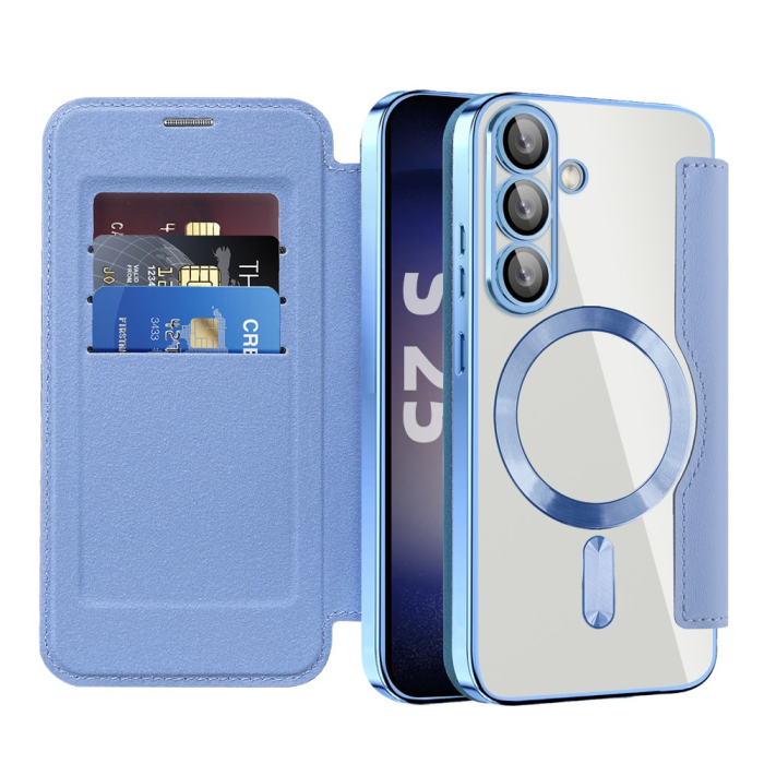 A-One Brand - Galaxy S25 Plus Plånboksfodral MagSafe RFID Blocking - Blå