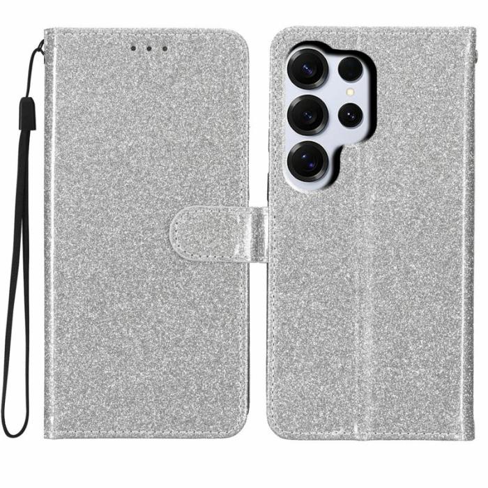 OEM - Samsung Galaxy S26 Ultra Plånboksfodral Glitter Anti-Scratch Konstläder - Silver