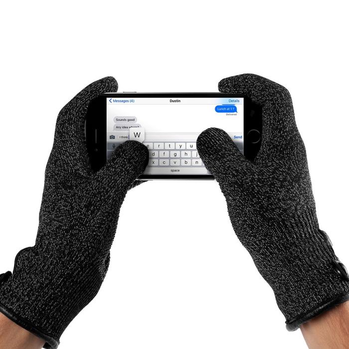 UTGATT1 - Mujjo Double-Layered Touchscreen Gloves - Svart (Small)