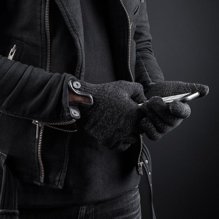 UTGATT1 - Mujjo Double-Layered Touchscreen Gloves - Svart (Small)