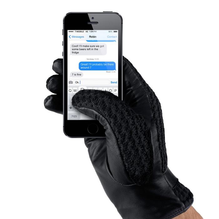 UTGATT5 - Mujjo Leather Crochet Touchscreen Gloves - Svart