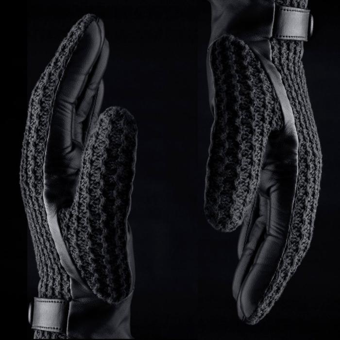 UTGATT5 - Mujjo Leather Crochet Touchscreen Gloves - Svart