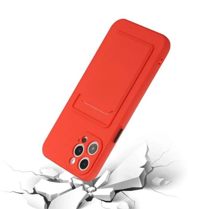Taltech - iPhone 15 Pro Mobilskal Korthållare TPU - Röd