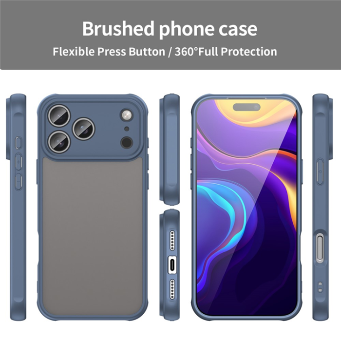 A-One Brand - iPhone 17 Pro Mobilskal Frostade krockkuddar Drop Proof - Blå