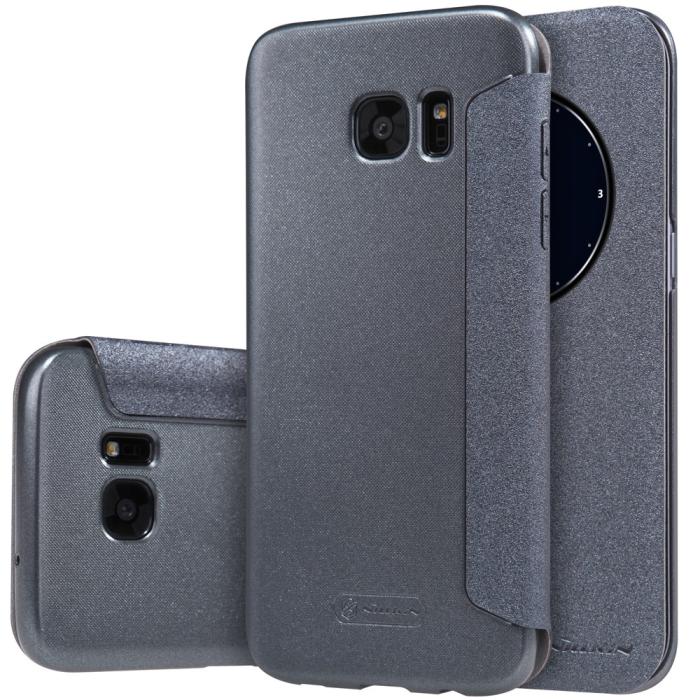 UTGATT1 - Nillkin Sparkle MobilFodral med fönster till Samsung Galaxy S7 Edge - Svart