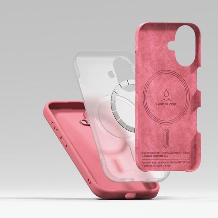 Ringke - Ringke iPhone 16 Mobilskal Magsafe Silikon Magnetic - Rosa