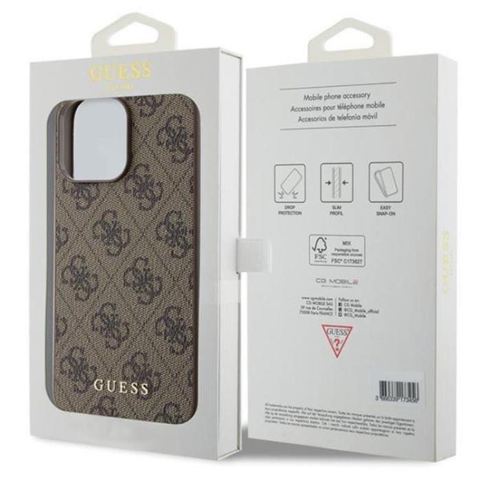 Guess - Guess iPhone 15 Pro Max Mobilskal Metall Gold Logo - Brun