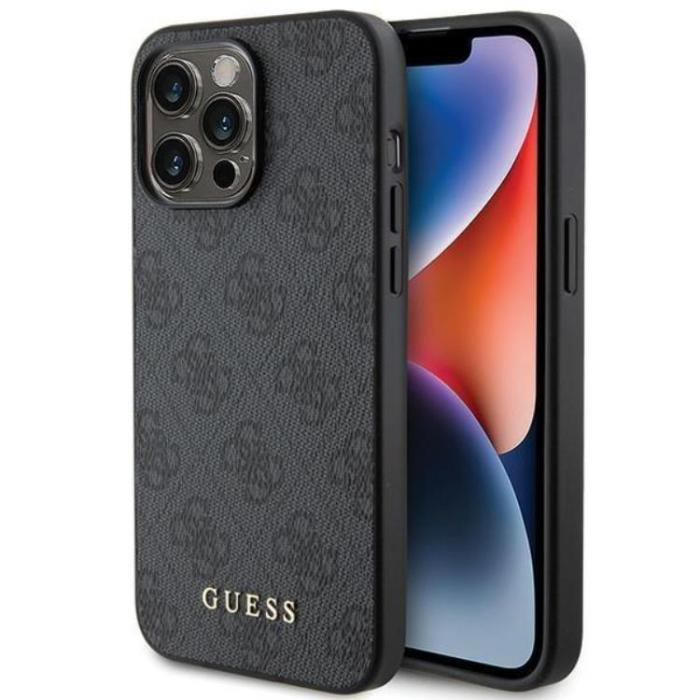 Guess - Guess iPhone 15 Pro Max Mobilskal Metall Gold Logo - Grå