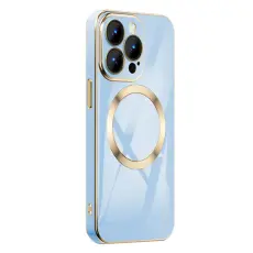 OEM - iPhone 14 Pro Max Magsafe Skal Gold Edge - Blå