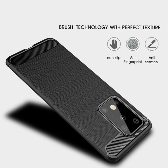 OEM - Carbon Fiber Brushed Skal för Galaxy S20 Ultra - Svart