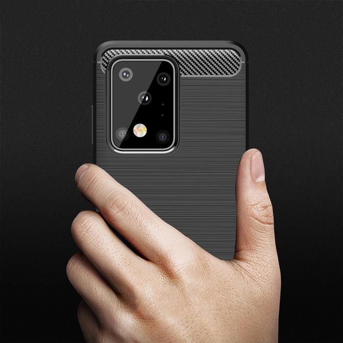 OEM - Carbon Fiber Brushed Skal för Galaxy S20 Ultra - Svart