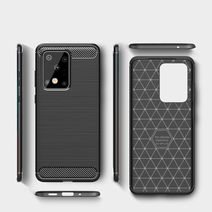 OEM - Carbon Fiber Brushed Skal för Galaxy S20 Ultra - Svart