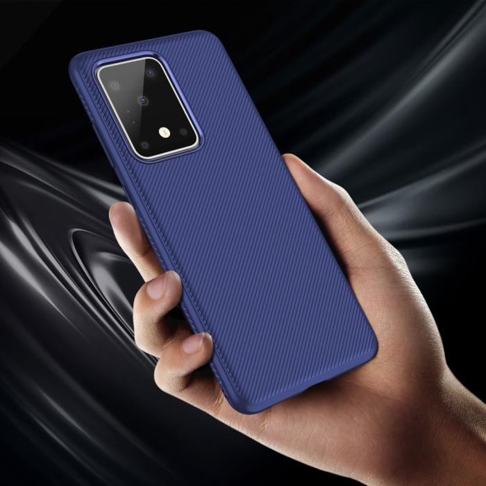OEM - Twill Texture Flexicase Skal till Samsung Galaxy S20 Ultra - Blå