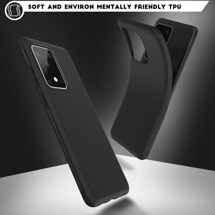 A-One Brand - Twill Texture Flexicase Skal till Samsung Galaxy S20 Ultra - Svart