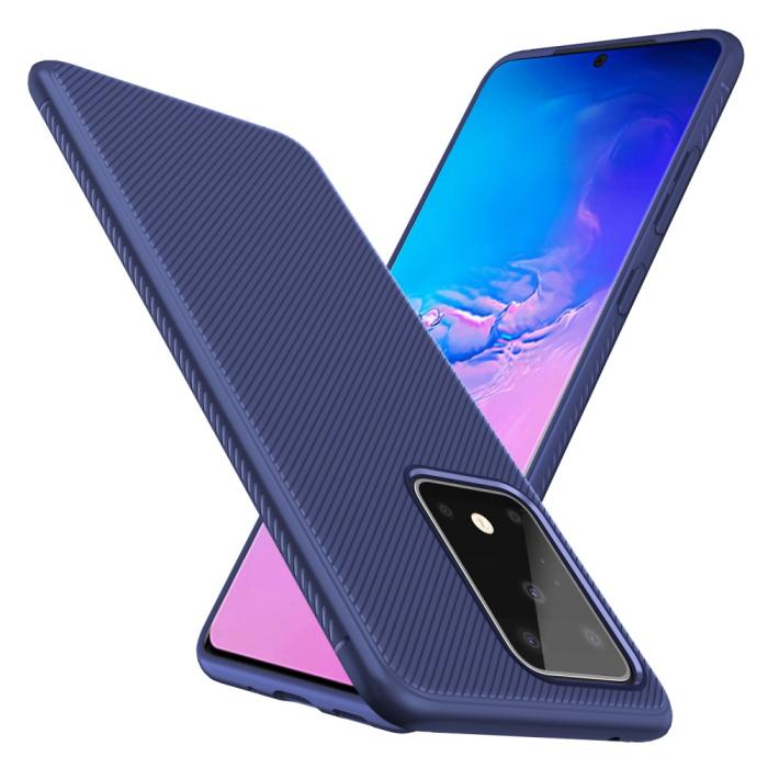 OEM - Twill Texture Flexicase Skal till Samsung Galaxy S20 Ultra - Blå