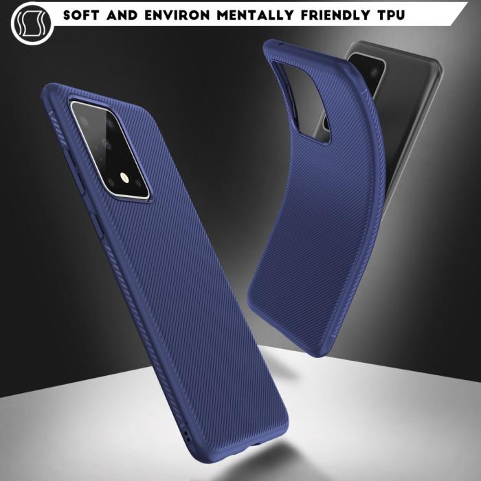 OEM - Twill Texture Flexicase Skal till Samsung Galaxy S20 Ultra - Blå