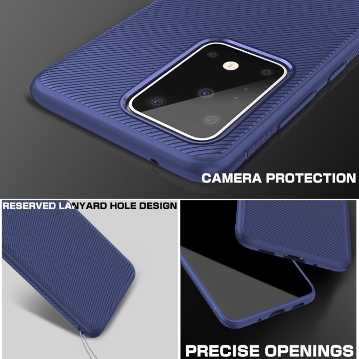 OEM - Twill Texture Flexicase Skal till Samsung Galaxy S20 Ultra - Blå