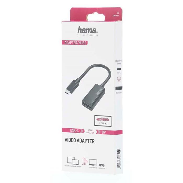 Hama - HAMA Adapter Video USB-C till DisplayPort Ultra-HD 4K