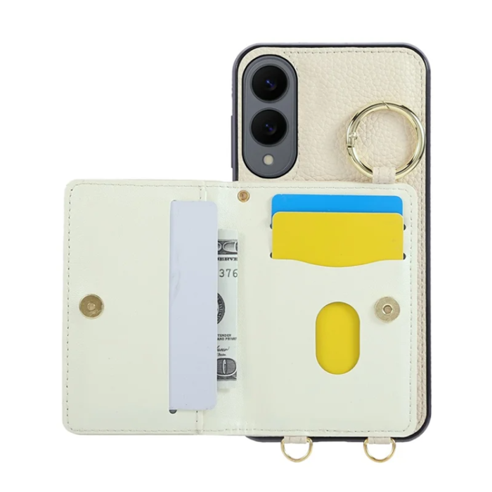 A-One Brand - Galaxy S25 Edge Mobilskal Korthållare Kickstand Rhombus - Beige