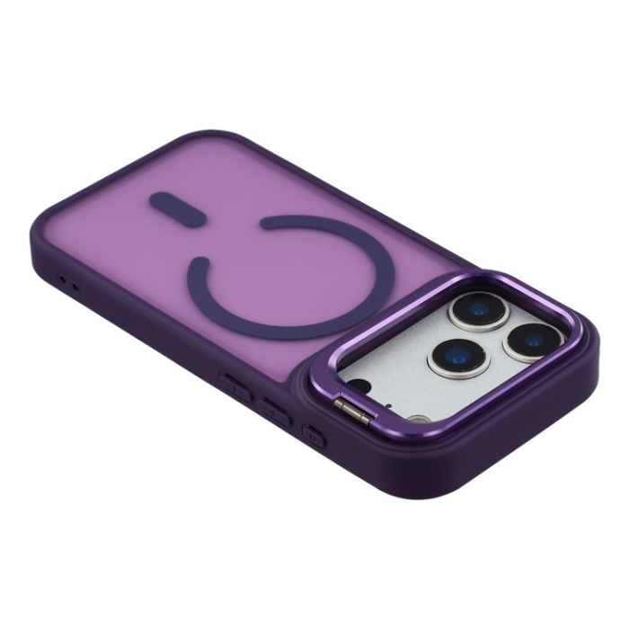 A-One Brand - iPhone 17 Pro Mobilskal MagSafe Lins Kickstand - Mörklila