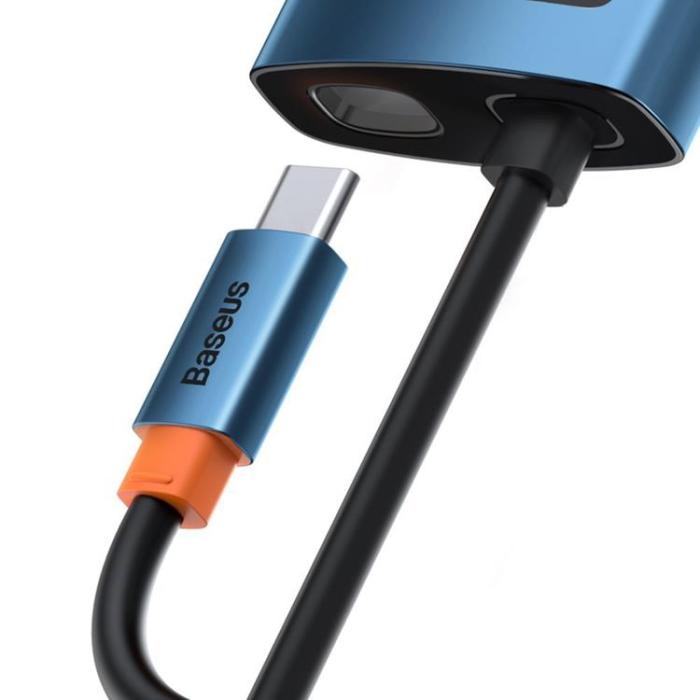 BASEUS - Baseus Metal Gleam 6in1 Multifunktionell USB-C HUB - Blå