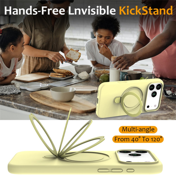 A-One Brand - iPhone 17 Pro Mobiskal MagSafe Kickstand PC + Silikon - Gul