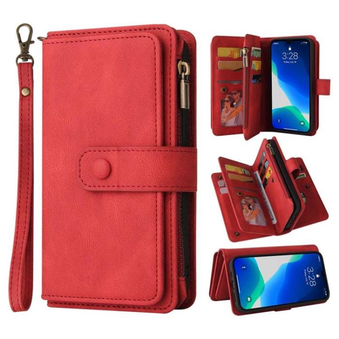 OEM - iPhone 14 Pro Max Plånboksfodral KT Zipper - Röd