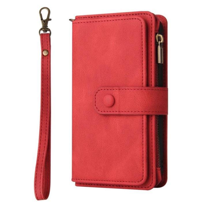 OEM - iPhone 14 Pro Max Plånboksfodral KT Zipper - Röd