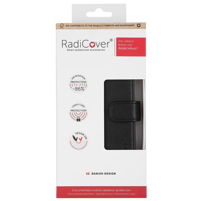 Radicover - Radicover iPhone 14 Pro Plånboksfodral Strålningsskydd - Svart