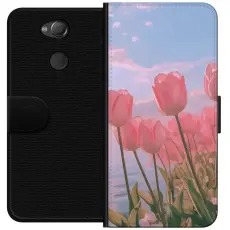 Gustaf - Pl&aring;nboksfodral till Sony Xperia XA2 med Rosa Tulpaner