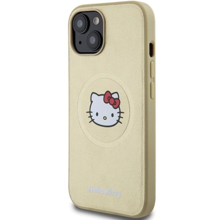 Hello Kitty - Hello Kitty iPhone 14 Mobilskal Magsafe Läder Kitty Head - Guld
