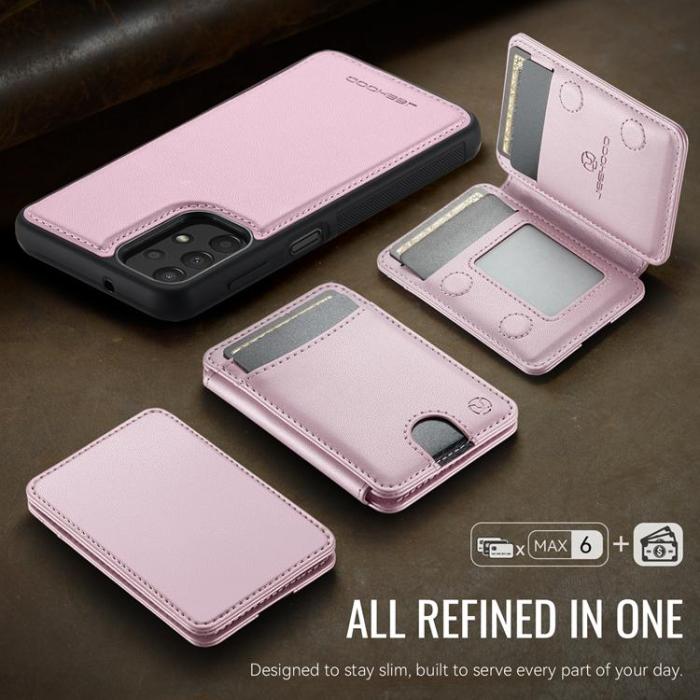 OEM - JEEHOOD Samsung Galaxy A13 4G/5G Mobilskal Konstläder med Kortfack - Rosa