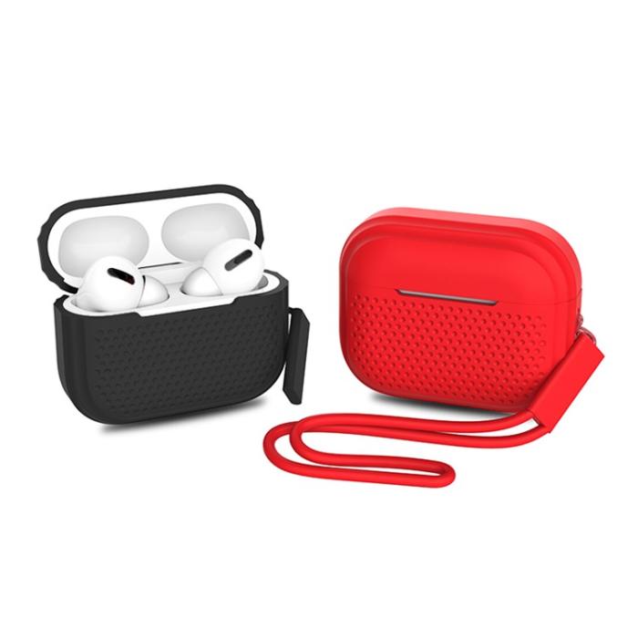 A-One Brand - Airpods Pro 2 Skal Silikon med Rem - Svart