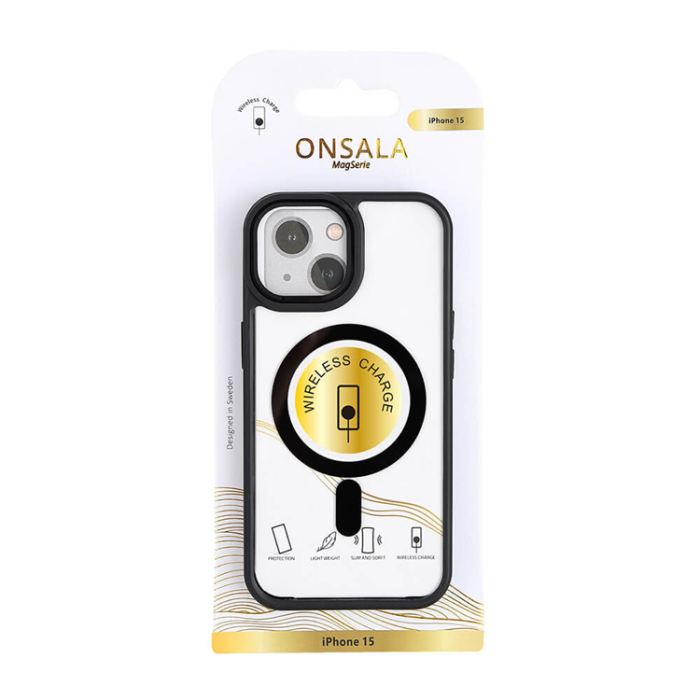 Onsala - Onsala iPhone 15 Mobilskal MagSafe Bumper - Clear/Svart