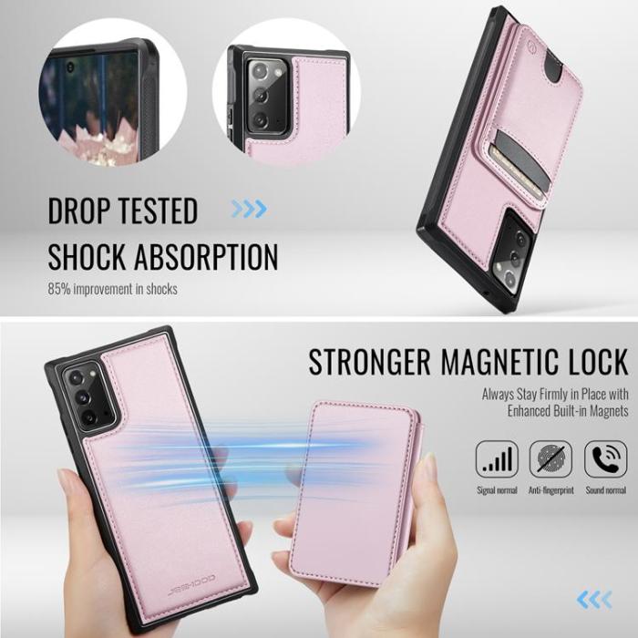 OEM - JEEHOOD Samsung Galaxy Note20 Fodral KonstLäder - Rosa