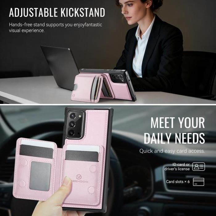 OEM - JEEHOOD Samsung Galaxy Note20 Fodral KonstLäder - Rosa