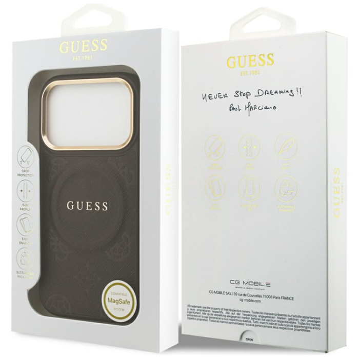 Guess - Guess iPhone 17 Pro Max Mobilskal Magsafe Peony Hot Stamp - Brun