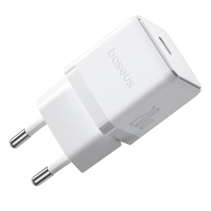 BASEUS - Baseus Snabbladdare USB-C 20W Mini USB-C Kabel 60W 1m - Vit