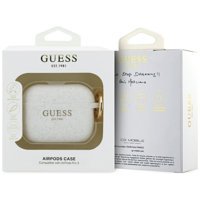 Guess - Guess AirPods Pro 3 Skal Silicone Glitter Ring