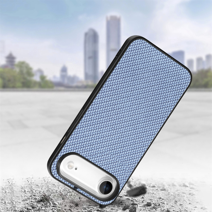 A-One Brand - iPhone Air Mobilskal Carbon Fiber PU Läder - Blå