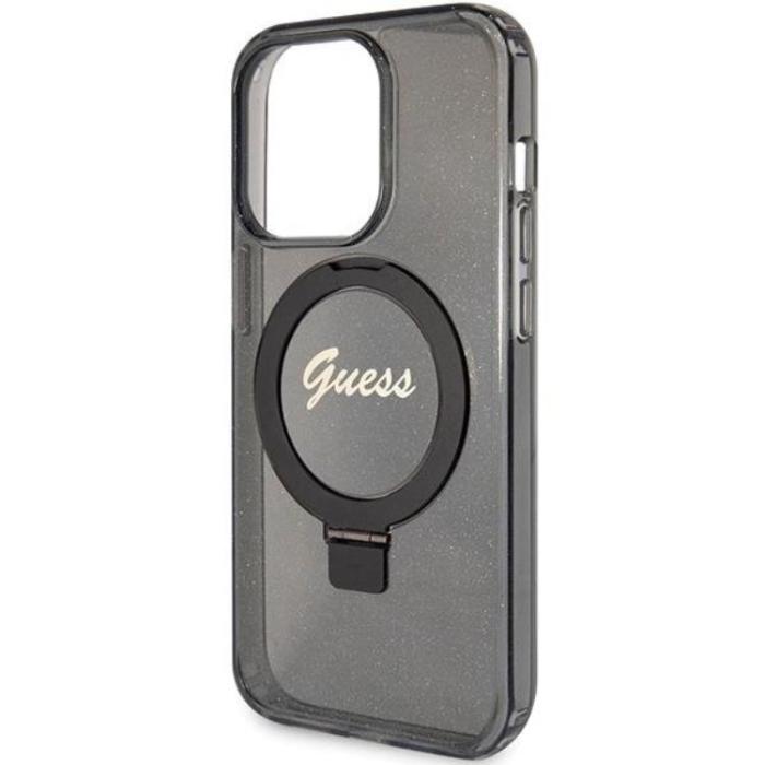 Guess - Guess iPhone 15 Pro Mobilskal Magsafe Ringställ Script Glitter