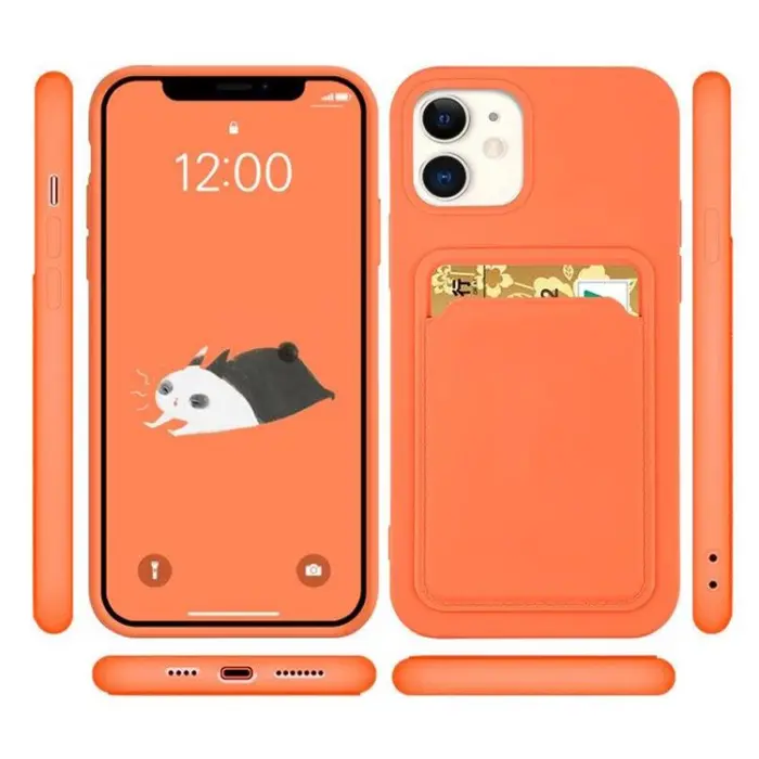 OEM - iPhone 13 Pro Max Skal Korthållare Silikon - Lila