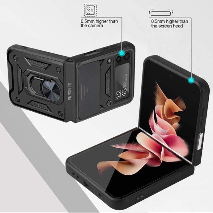A-One Brand - Galaxy Z Flip 4 Skal Ringhållare Kickstand - Svart