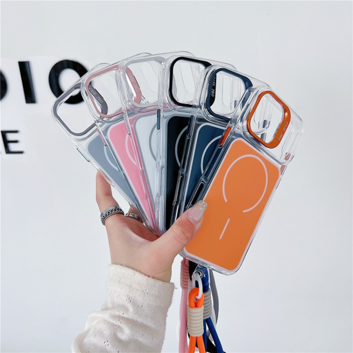 A-One Brand - iPhone 17 Pro Mobilskal MagSafe med Handrem Lens Kickstand - Rosa