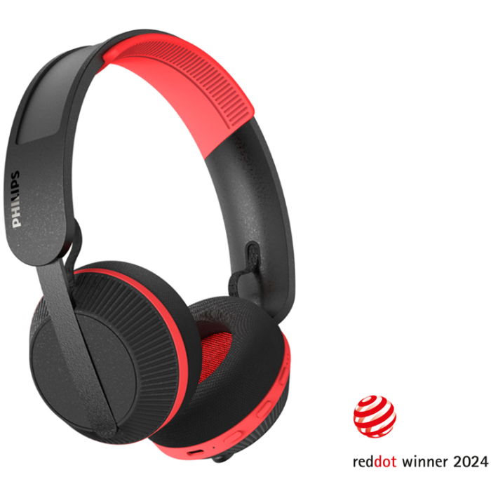 Philips - PHILIPS Over-Ear Hörlurar Sport Solcell IP55 - Svart/Röd