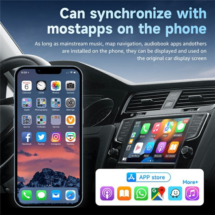 A-One Brand - CarPlay 2in1 Trådbunden Trådlös USB Adapter OTA - Svart
