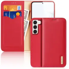DuxDucis - Dux Ducis Galaxy S23 Plus Pl&aring;nboksfodral &Auml;kta L&auml;der RFID Hivo - R&ouml;d