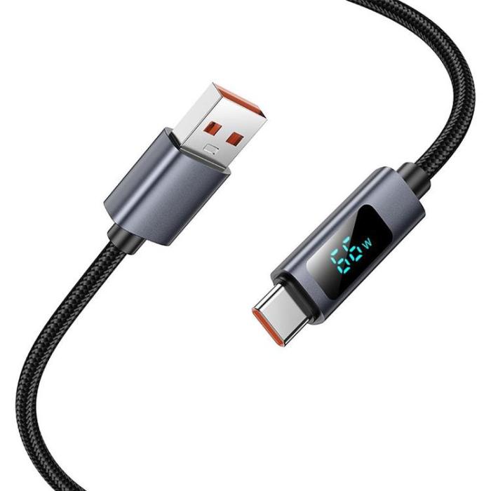 Hoco - HOCO USB-A till USB-C Kabel 5A 1m med Display X112 - Svart
