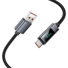 Hoco - HOCO USB-A till USB-C Kabel 5A 1m med Display X112 - Svart