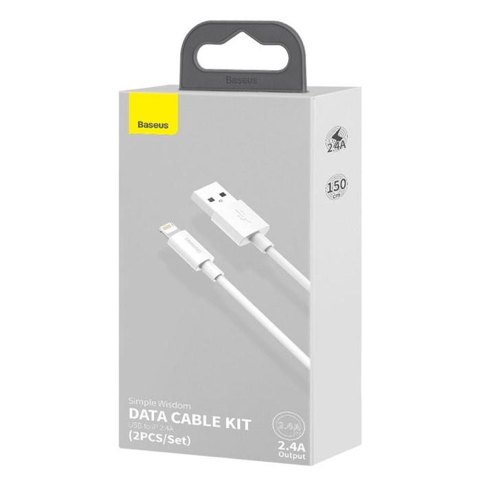 UTGATT1 - BASEUS kabel USB till Lightning 2,4A 1,5m 2 st i setet